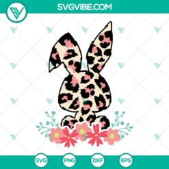 Leopard bunny and floral bunny Easter SVG download, perfect for festive crafting projects.