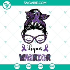 Leopard print Lupus Warrior messy bun SVG design for Lupus Awareness with bold text.