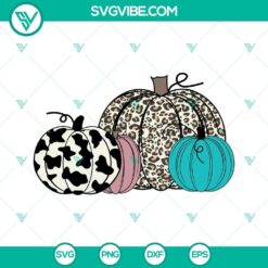 Leopard print pumpkin and cow print pumpkin SVG design for Halloween. Great for DIY crafts and decorations. Halloween pumpkin SVG image.