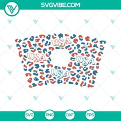 Leopard print USA Starbucks cup SVG images for 4th of July celebrations. Happy 4th of July design files.