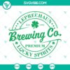 Leprechaun Brewing Co SVG file with Lucky Spirits design, ideal for St Patricks Day brewing projects. Download now for crafts and decor.