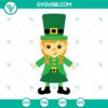 Leprechaun girl SVG illustration for St. Patrick’s Day featuring a cute and lucky design, perfect for downloading.