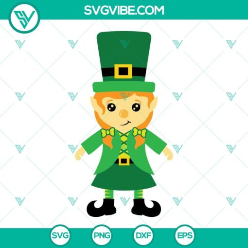 Leprechaun girl SVG illustration for St. Patrick’s Day featuring a cute and lucky design, perfect for downloading.