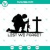 Lest We Forget SVG files featuring soldier and veteran designs for Memorial Day, patriotic themes.