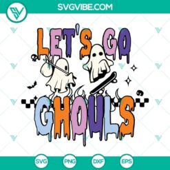 Let’s Go Ghouls SVG images featuring Halloween spooky ghost and hippie Halloween themes for crafts and decor.