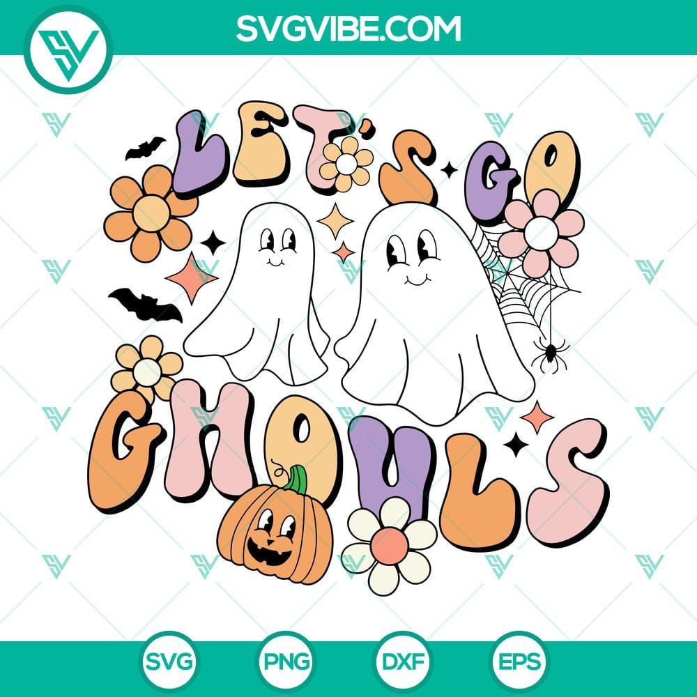 Let’s Go Ghouls SVG, Halloween SVG, Ghouls SVG Files Let’s Go Ghouls Halloween SVG with multiple ghoulish designs for spooky projects.