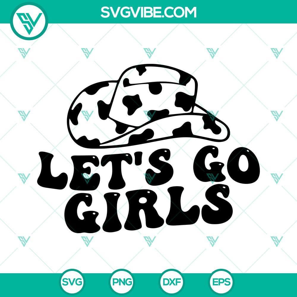 let-s-go-girls-cowboy-hat-svg-howdy-western-svg-cowgirl-svg-country-style-svg-png-dxf-eps-files-6-mockup.jpg Cowgirl-themed SVG design of Let’s Go Girls cowboy hat and Howdy Western elements, perfect for digital download.