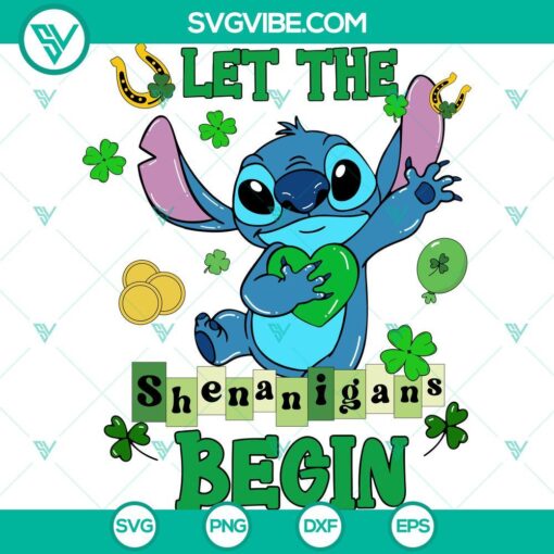 Stitch Happy St Patrick’s Day SVG design with Shamrock Disney Stitch Heart, perfect for Cricut projects. Ideal for St Patrick's Day crafting.