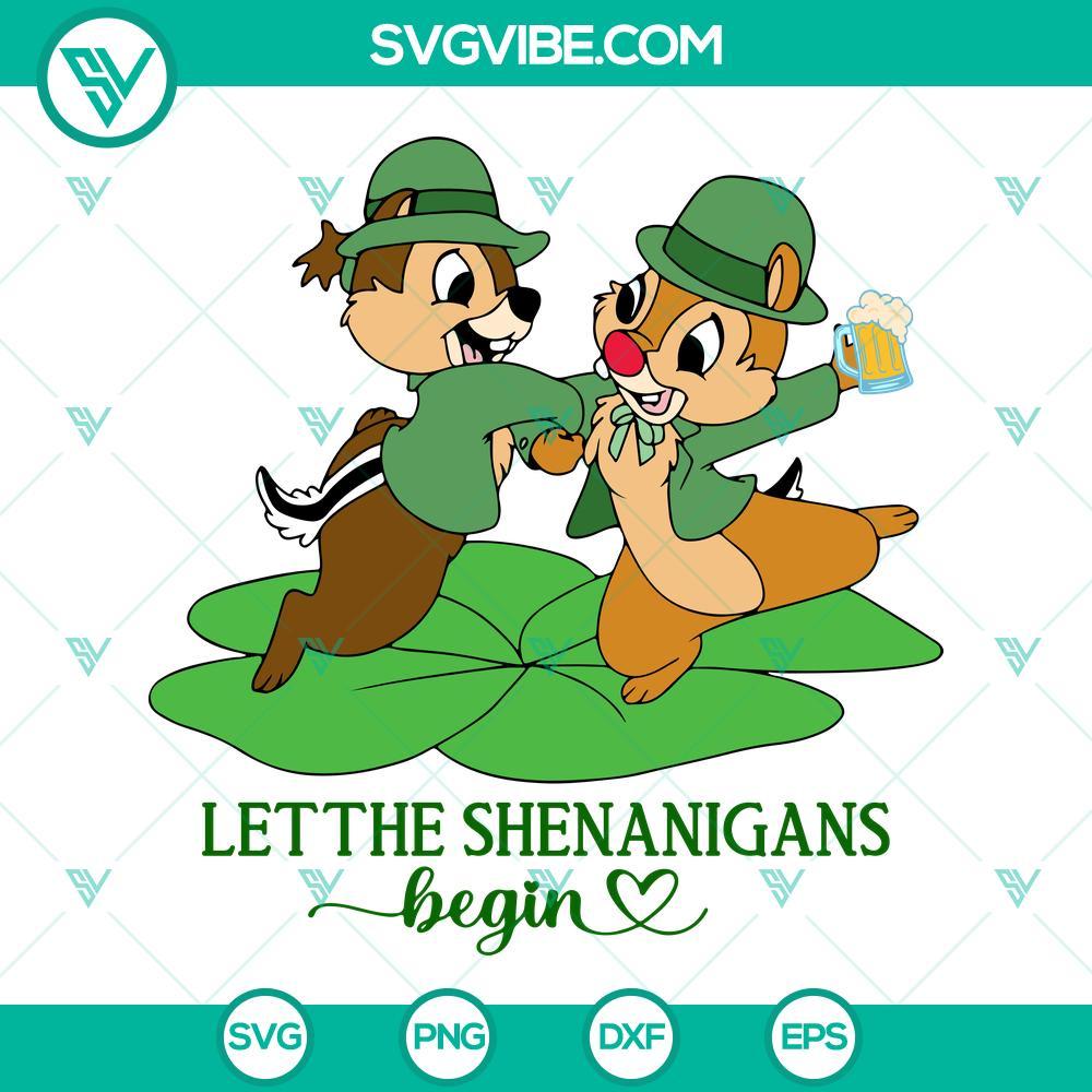 Let The Shenanigans Begin SVG, Chip And Dale St Patricks Day SVG PNG DXF EPS Chip and Dale St. Patrick's Day SVG file with "Let The Shenanigans Begin" text, perfect for holiday crafts and projects.