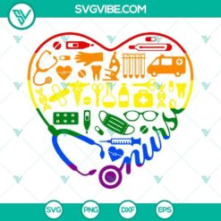 LGBTQ Stethoscope Heart SVG File, LGBTQ Nurse SVG File, Stethoscope Rainbow