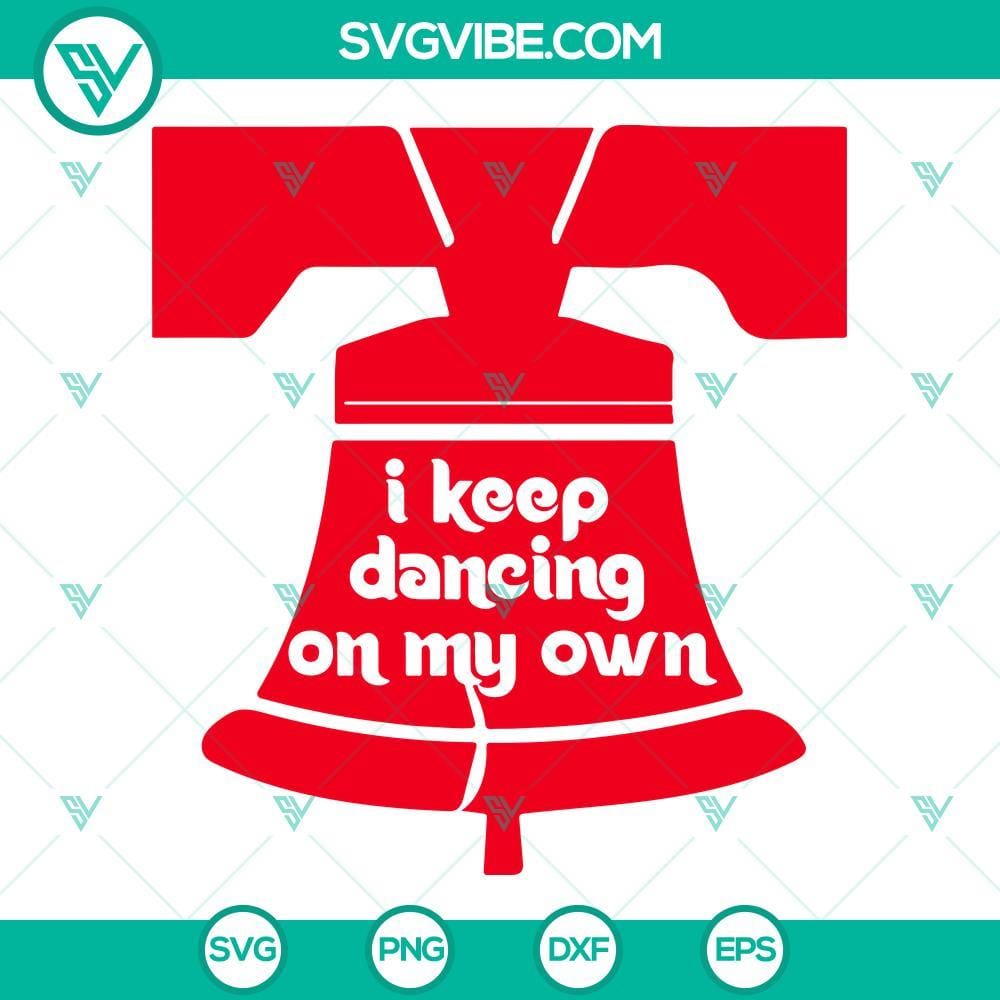 Liberty Bell Dancing On My Own Phillies SVG Images PNG DXF EPS Cut Files Liberty Bell and Phillies themed SVG images for digital crafting projects.