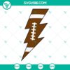 Retro lightning bolt football design SVG file in PNG, DXF, EPS formats for football fans and sports enthusiasts.