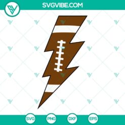 Retro lightning bolt football design SVG file in PNG, DXF, EPS formats for football fans and sports enthusiasts.