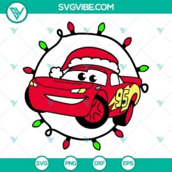 Lightning McQueen Christmas lights SVG download, featuring Disney Cars Christmas SVG images. Perfect for holiday crafts and projects.