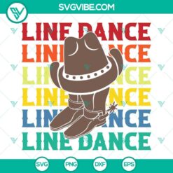 Line Dance SVG featuring Cowboy Boots and Western Dancing designs in PNG, SVG, DXF, EPS file formats.
