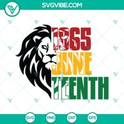 Juneteenth Lion 1865 SVG files for Cricut, featuring PNG, DXF, and EPS formats. Perfect for crafting projects celebrating freedom and history.