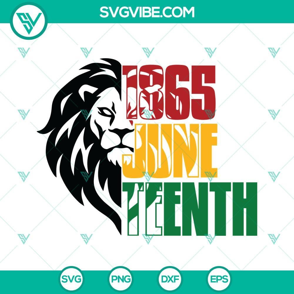 Lion 1865 Juneteenth SVG Files PNG DXF EPS Cut Files For Cricut Juneteenth Lion 1865 SVG files for Cricut, featuring PNG, DXF, and EPS formats. Perfect for crafting projects celebrating freedom and history.