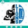 Lions football player in team SVG file, showing half of a player in a football design. Great for sports projects and merchandise.