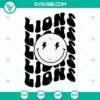 Lions smiley face SVG file with football theme, downloadable for sports fans.