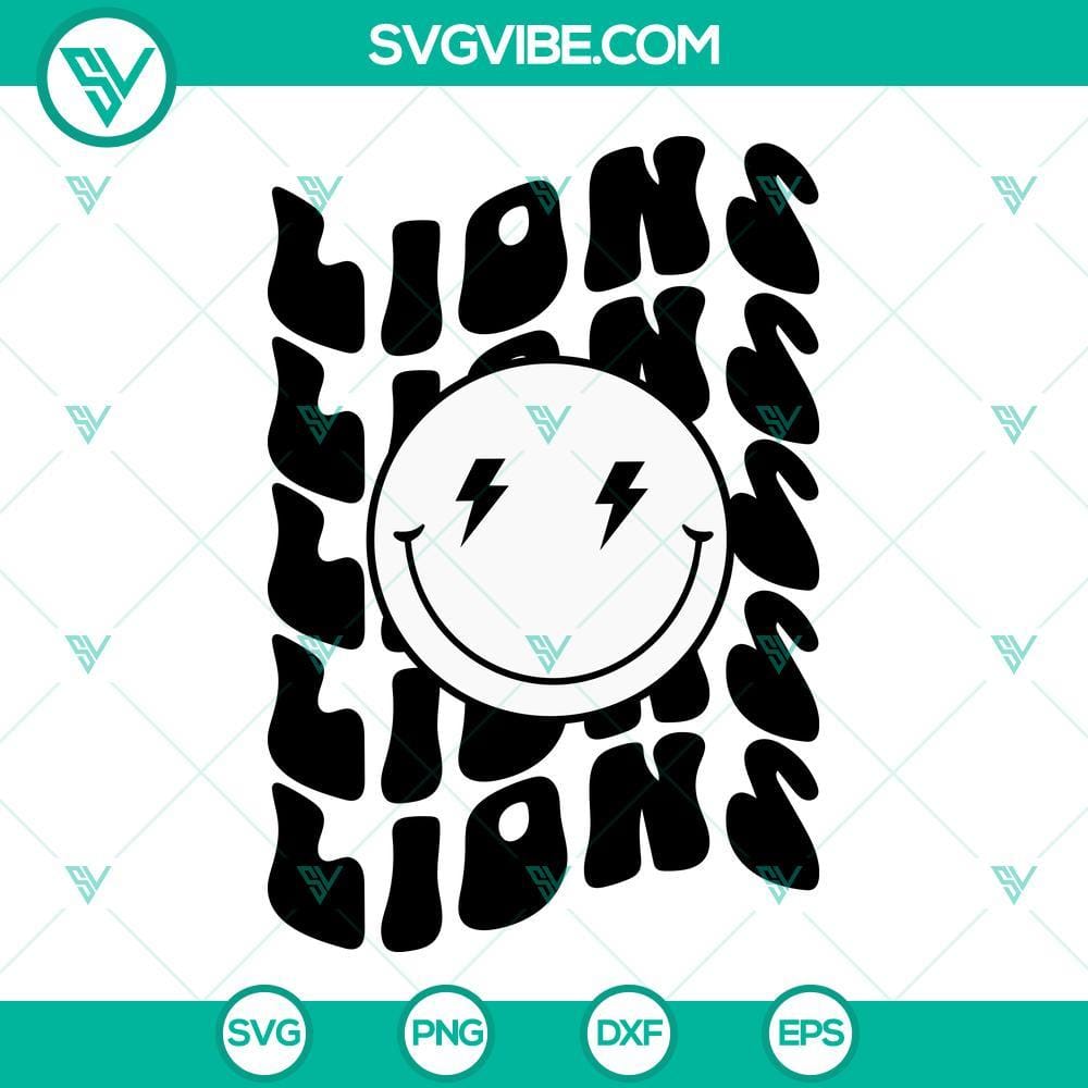 Lions Smiley Face SVG, Lions SVG, Lions Football SVG Lions smiley face SVG file with football theme, downloadable for sports fans.