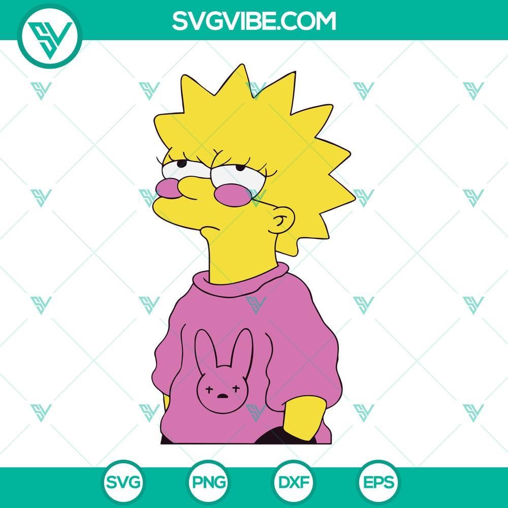 Lisa Bad Bunny SVG, Bad Bunny Simpson SVG, Lisa SVG, Simpsons SVG Lisa Bad Bunny and Bad Bunny Simpson in a Simpsons SVG file design, perfect for crafting.