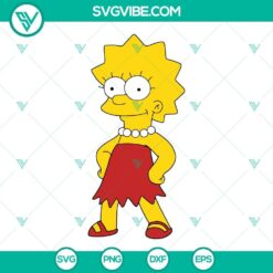 Lisa Simpson SVG design with PNG, DXF, EPS formats for Silhouette, featuring vector clipart. Perfect for cartoon fans.