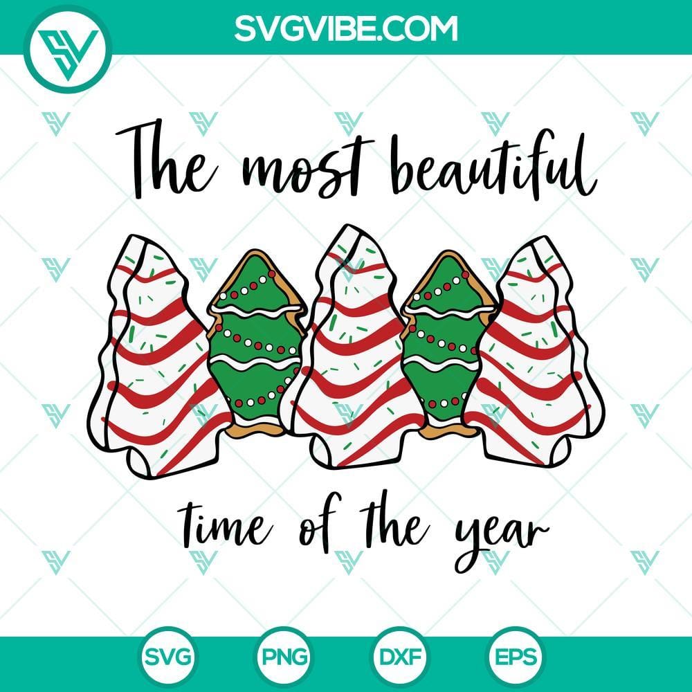 Little Debbie Christmas Tree Cake SVG Download, The Most Beautiful Time Of Little Debbie Christmas Tree Cake SVG download with festive holiday design, ideal for Christmas crafting projects.