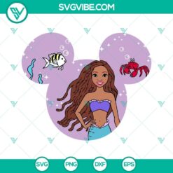 Black Ariel Mouse Ears SVG files with Little Mermaid theme for 2023. Download PNG, DXF, and EPS digital design.