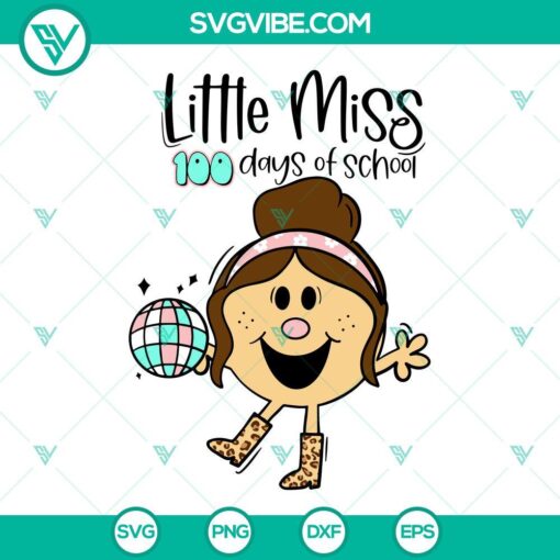 Little Miss 100 Days of School SVG file featuring a girl design for download, perfect for school shirts and crafts.