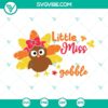 Little Miss Gobble SVG: Cute girl turkey with bow design. Perfect for Thanksgiving crafts and projects.