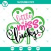 Little Miss Lucky SVG and Shamrock SVG Images for St Patrick's Day featuring an adorable Irish girl.