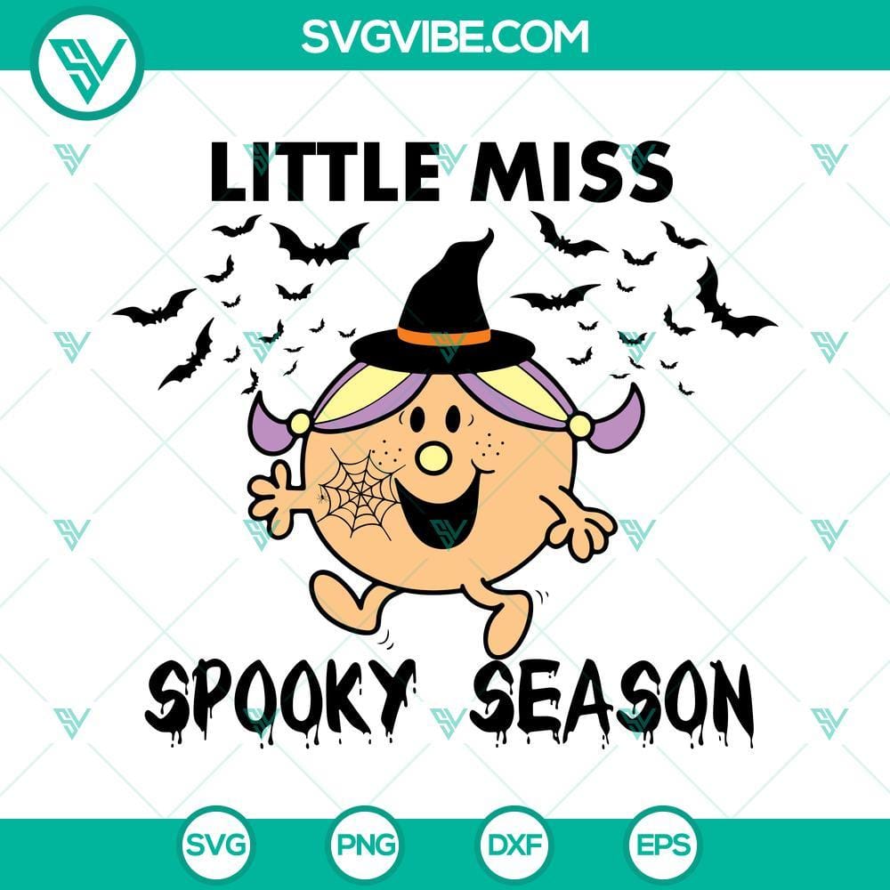 Little Miss Spooky Season SVG, Little Miss Halloween SVG PNG Files Little Miss Spooky Season and Halloween themed SVG file with PNG image included, perfect for holiday crafting projects.