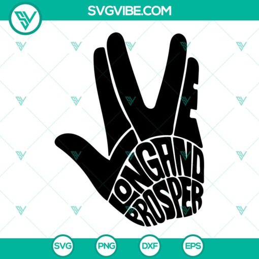 LLAP hand gesture SVG file inspired by Star Trek for fans. Geometric design with phrase "Live Long And Prosper" in a digital format.