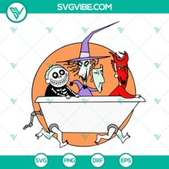 Lock Shock And Barrel Bathtub SVG Download for Halloween featuring a funny Nightmare Before Christmas design. Ideal for DIY crafts and decor.