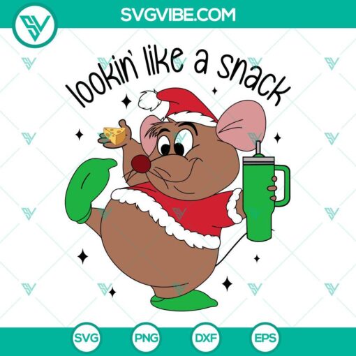 Festive Gus Gus mouse Christmas SVG and PNG files for download, perfect for holiday apparel and decor crafting projects.