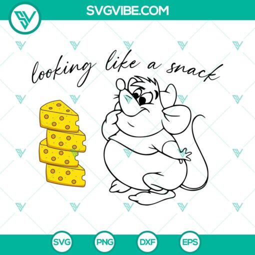 Adorable Gus Gus Mouse and Cheese SVG design, perfect for crafts and projects. Cute mouse character ready to be a snack!