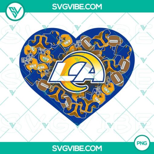 Los Angeles Rams themed heart Valentine PNG file perfect for NFL fans.