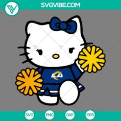 Los Angeles Rams Hello Kitty Cheerleader SVG Cut Files - Download PNG, DXF, and EPS for DIY crafting projects.