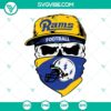 Los Angeles Rams football skull SVG file, downloadable in PNG, DXF, EPS formats for cutting.