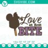 Disney snack themed embroidery designs with drinks and foods patterns - Love at First Bite. Ideal for craft projects.