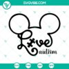 Autism Mickey Head SVG with Puzzle Piece Design for Autism Awareness, Love Autism SVG File, ideal for crafting projects.