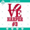 Bryce Harper-inspired SVG design graphic for digital download, featuring love themed PNG files. Ideal for baseball fans.