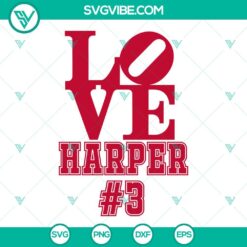 Bryce Harper-inspired SVG design graphic for digital download, featuring love themed PNG files. Ideal for baseball fans.
