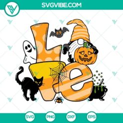 Halloween Love Gnome Pumpkin, Black Cat, and Ghost Pumpkin SVG file - spooky and cute digital design for crafting projects.