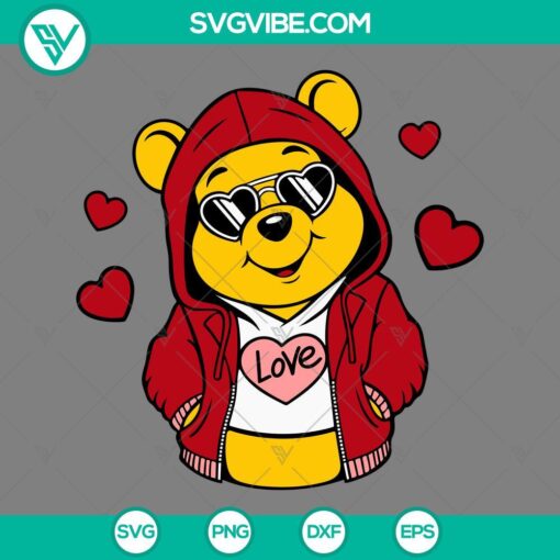Winnie the Pooh themed Love Heart SVG perfect for Valentines Day. Cute and romantic design for crafts.