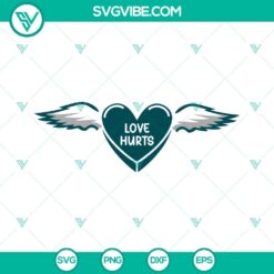 Jalen Hurts Eagles player football SVG file with "Love Hurts" design for download. Great for sports fans and DIY projects.