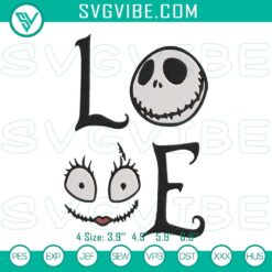 Jack and Sally embroidery designs, Nightmare Before Christmas love pattern, ideal for crafting and stitching projects.