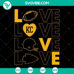 Love KC Football SVG file with Kansas City Chiefs team logo in PNG, EPS, DXF formats for DIY crafts, apparel, and decor.