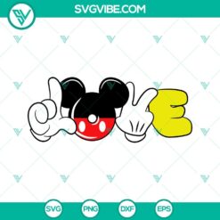 Disney-inspired LOVE Mickey SVG images for Valentine's Day, featuring Mickey Mouse hands forming a heart. Perfect for digital download.