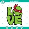 Teenage Mutant Ninja Turtles Raphael and Leonardo SVG file download with love theme, ideal for TMNT fans.